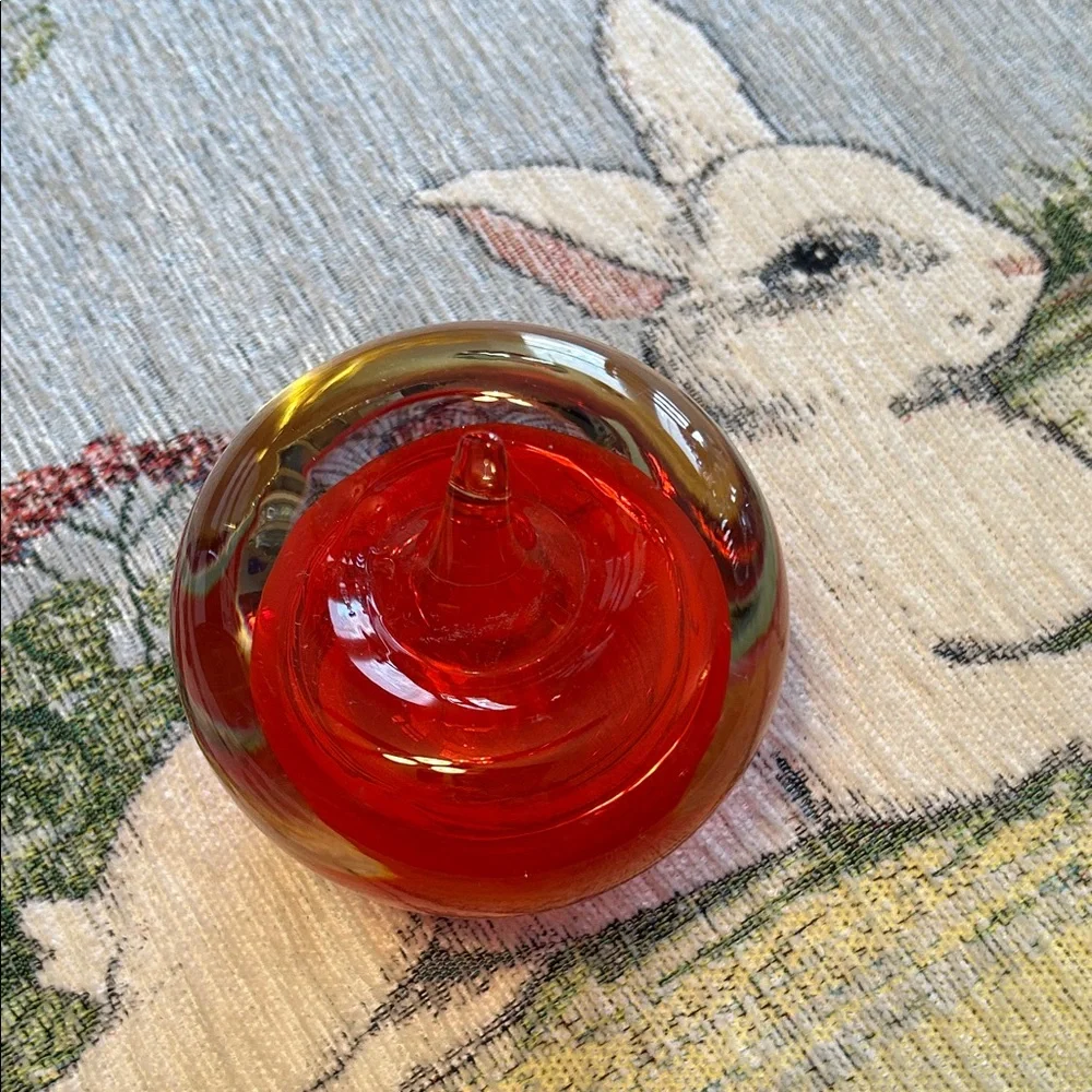 Red Glass Apple Paperweight - Picture 4 of 5